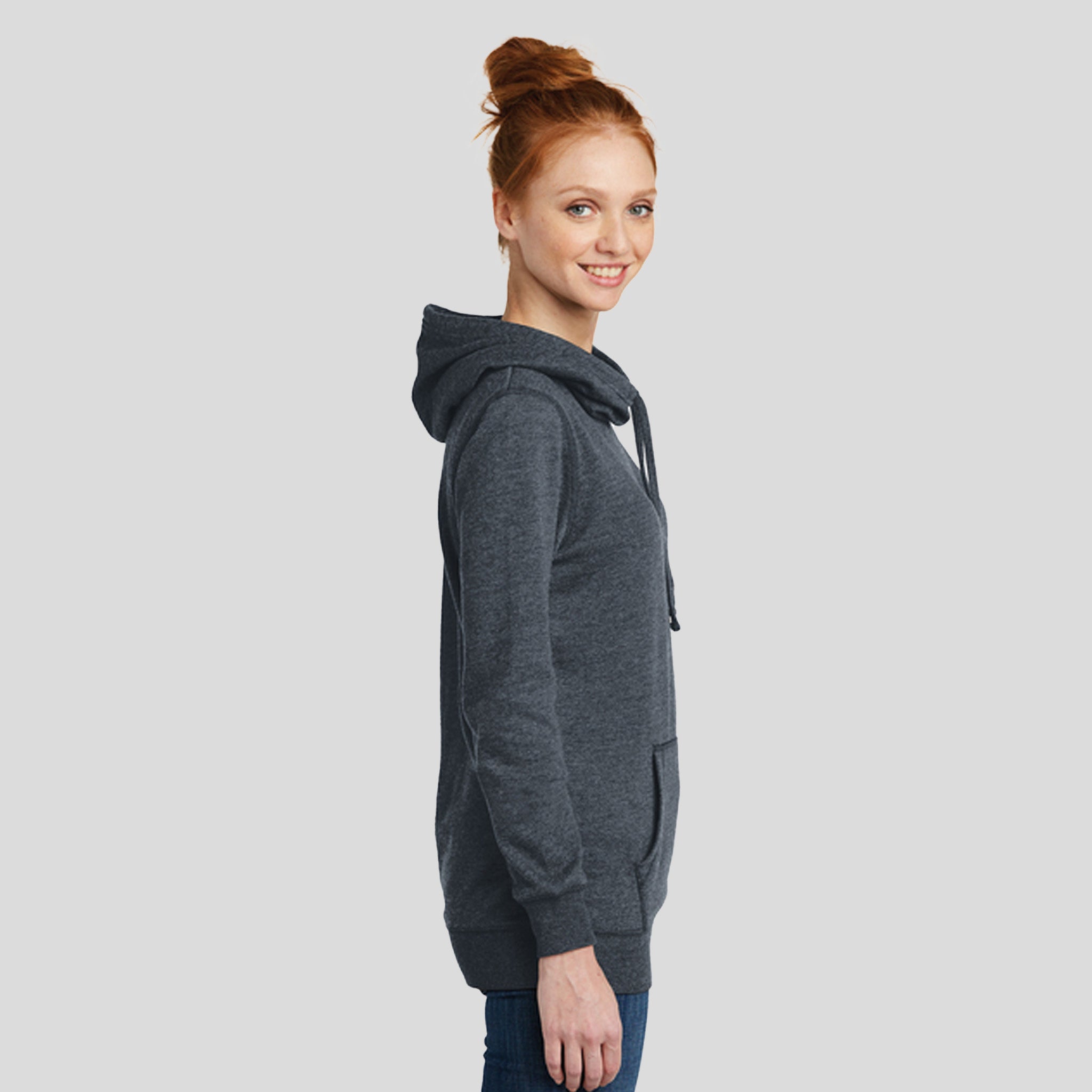 Womenβs Lightweight Fleece Hoodie | Heathered Navy